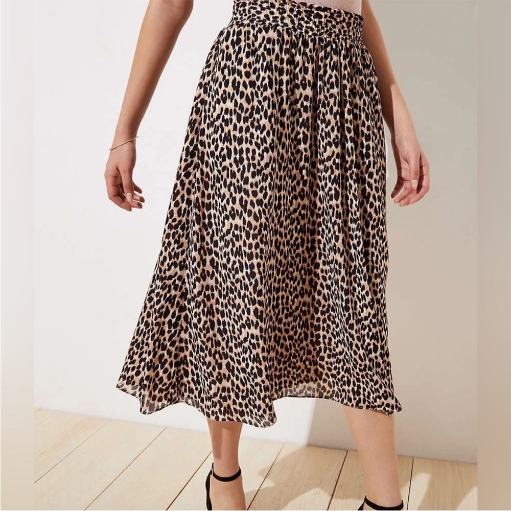 LOFT maxi skirt - leopard - elastic waist - pockets - lines- NWOT - size S